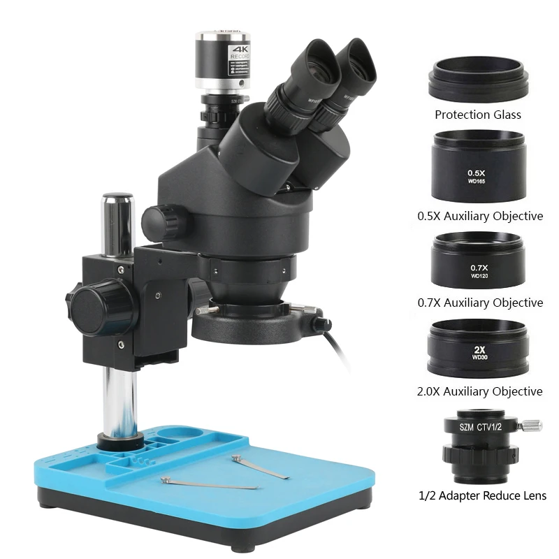 Simul-Focal Industrial Microscope 4K Hdmi - Microscopio stereo trinoculare con zoom simul-focale